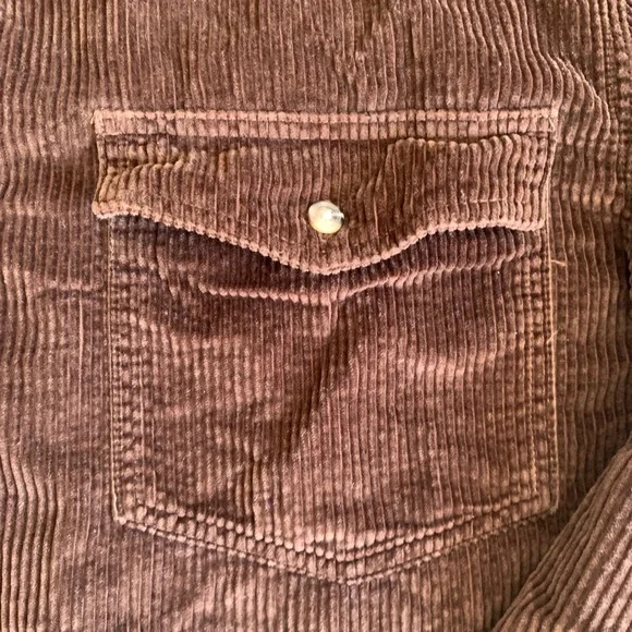American Eagle Brown Corduroy Button Down Shirt Womens XL Long Sleeve Cotton - Picture 4 of 10